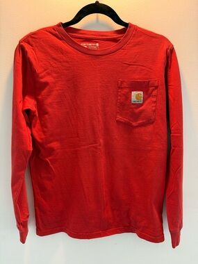 Carhartt Red Chest Pocket Long Sleeve Tee